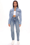 90's Vibe High Rise Tapered Jeans - Medium Blue Wash Ins Street