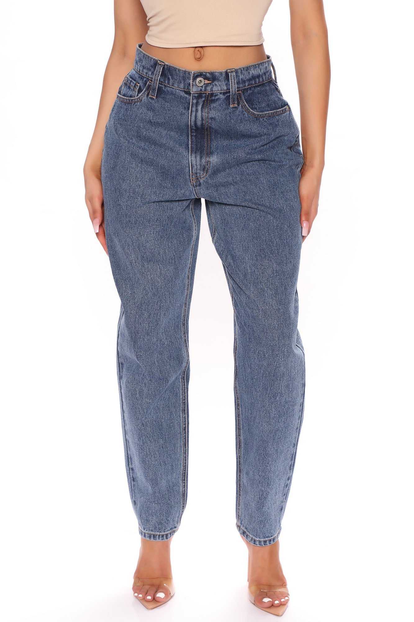 Know It All Non Stretch Mom Jeans - Dark Wash Ins Street