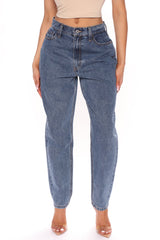 Know It All Non Stretch Mom Jeans - Dark Wash Ins Street