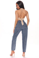 Know It All Non Stretch Mom Jeans - Dark Wash Ins Street