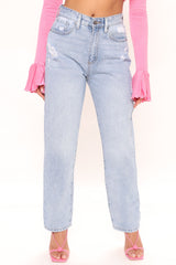 Not Your Daddy Non Stretch Distressed Jeans - Light Blue Wash Ins Street