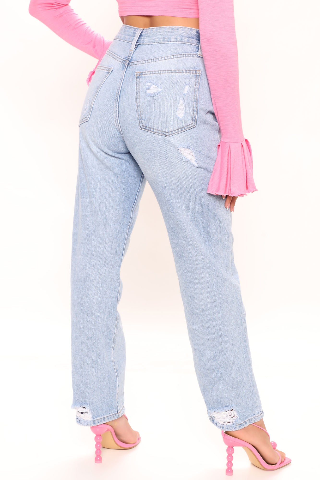 Not Your Daddy Non Stretch Distressed Jeans - Light Blue Wash Ins Street