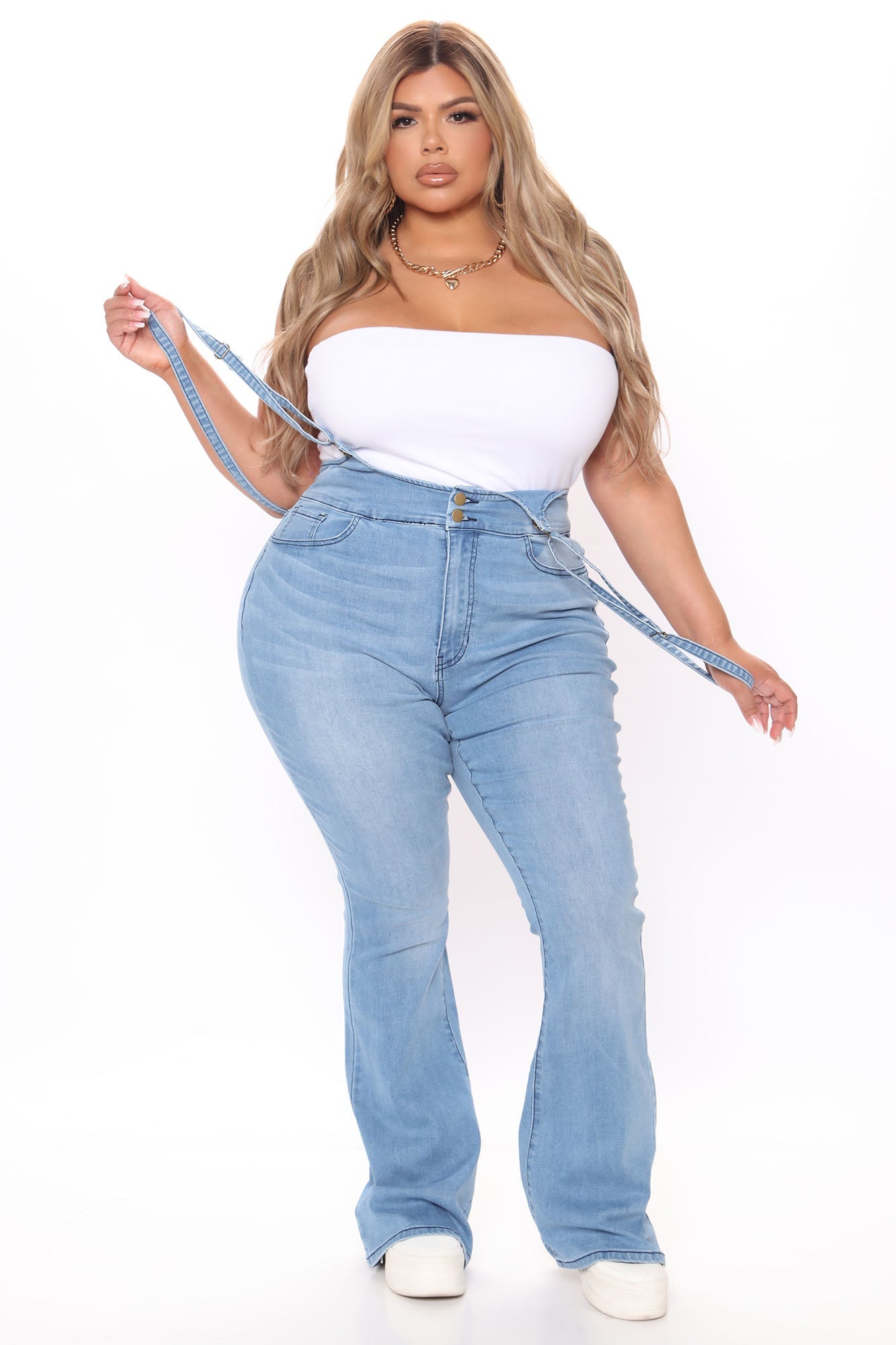 Flare To Join Me Denim Overalls - Light Blue Wash Ins Street