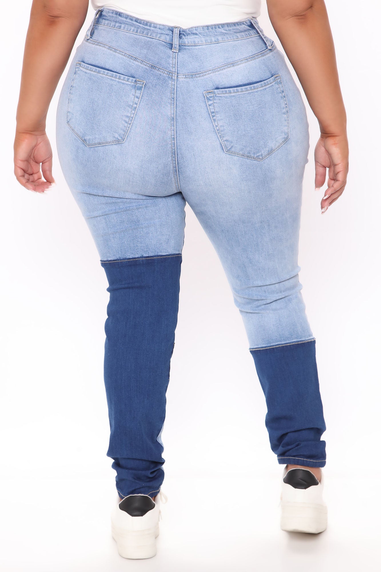 Magic Touch Stretch Patchwork Skinny Jeans - Medium Blue Wash Ins Street