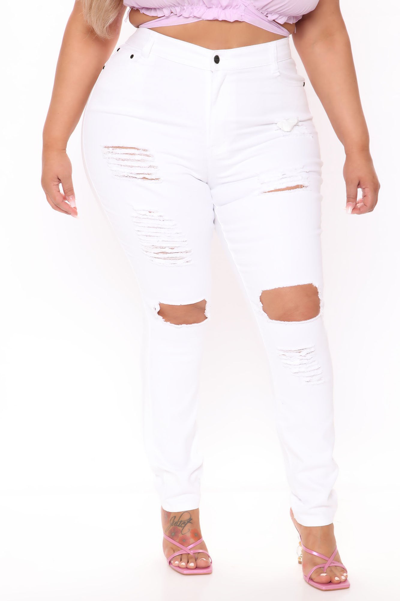 Say Yes To Distress Jeans - White Ins Street