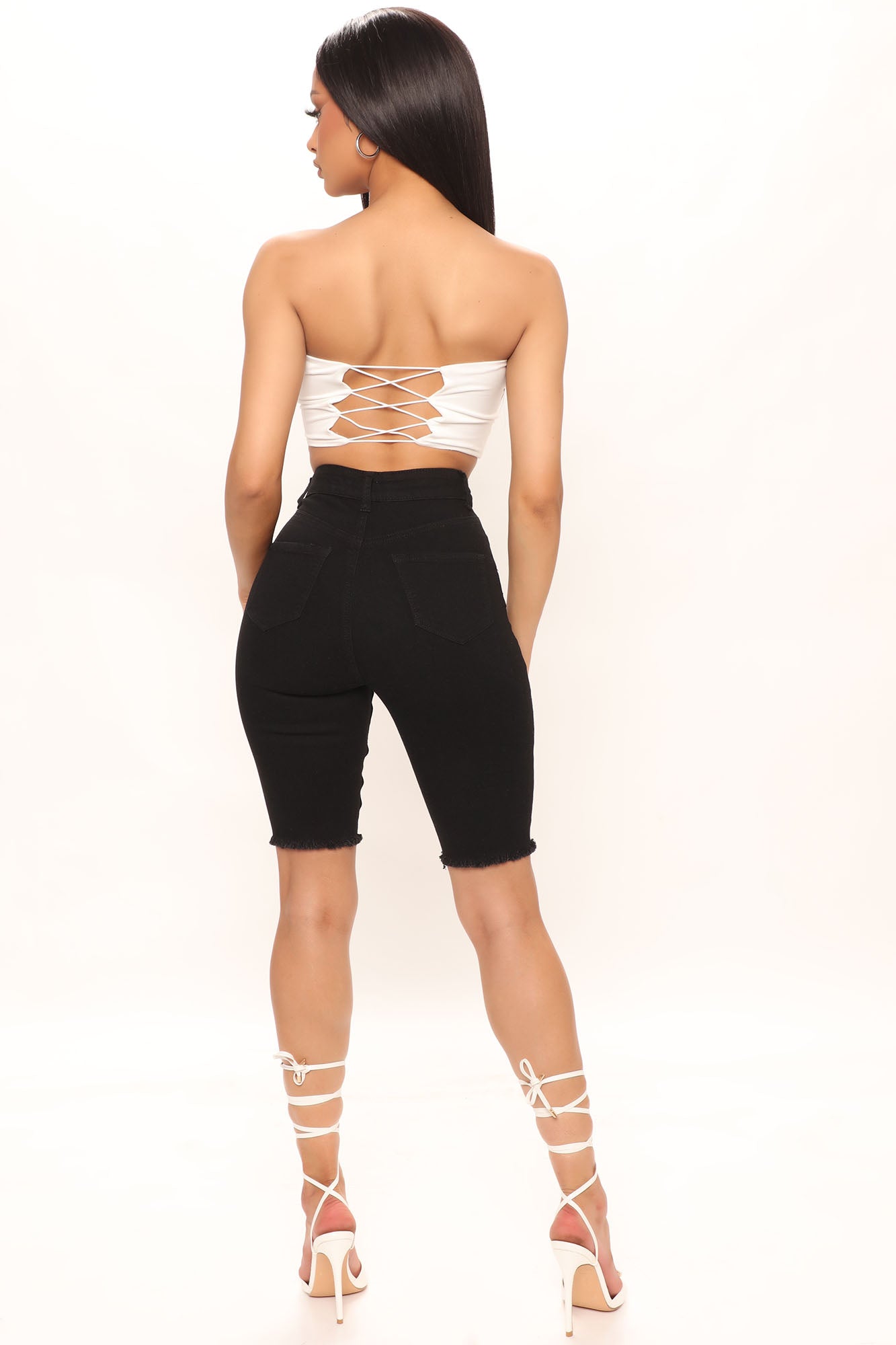Dirty Little Secret Distressed Bermuda Shorts - Black Ins Street