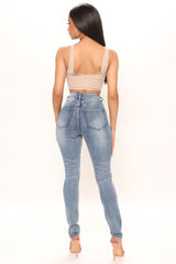Body Language Seamed Skinny Jeans - Medium Wash Ins Street
