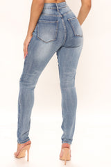 Body Language Seamed Skinny Jeans - Medium Wash Ins Street