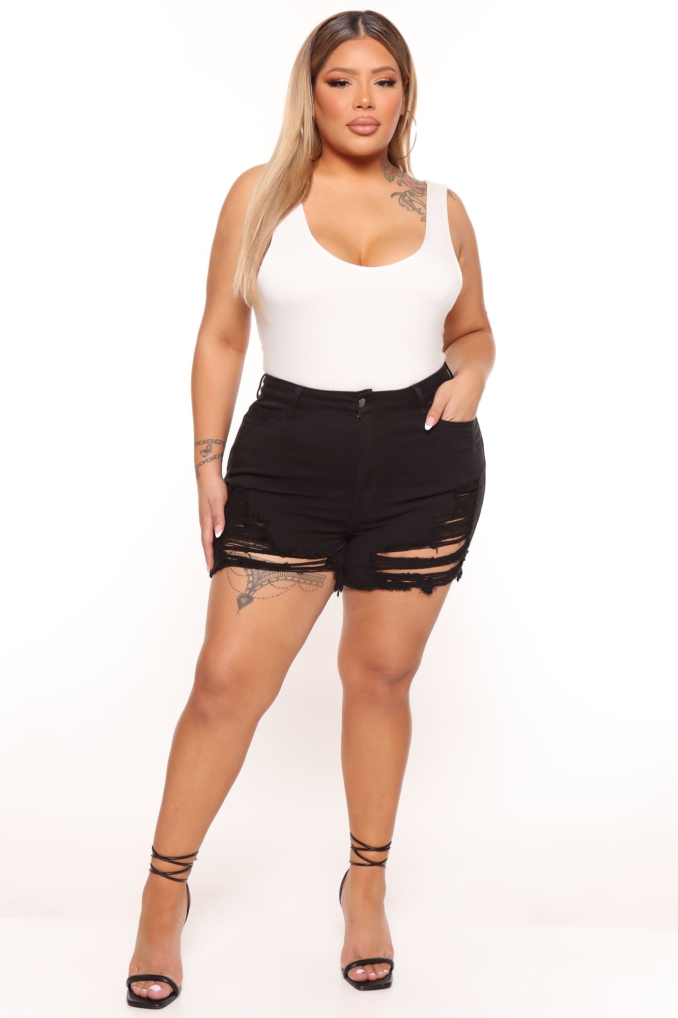 Tear It Up Stretch Denim Shorts - Black Ins Street
