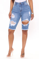 Made Ya Look Denim Bermuda Shorts - Light Blue Wash Ins Street