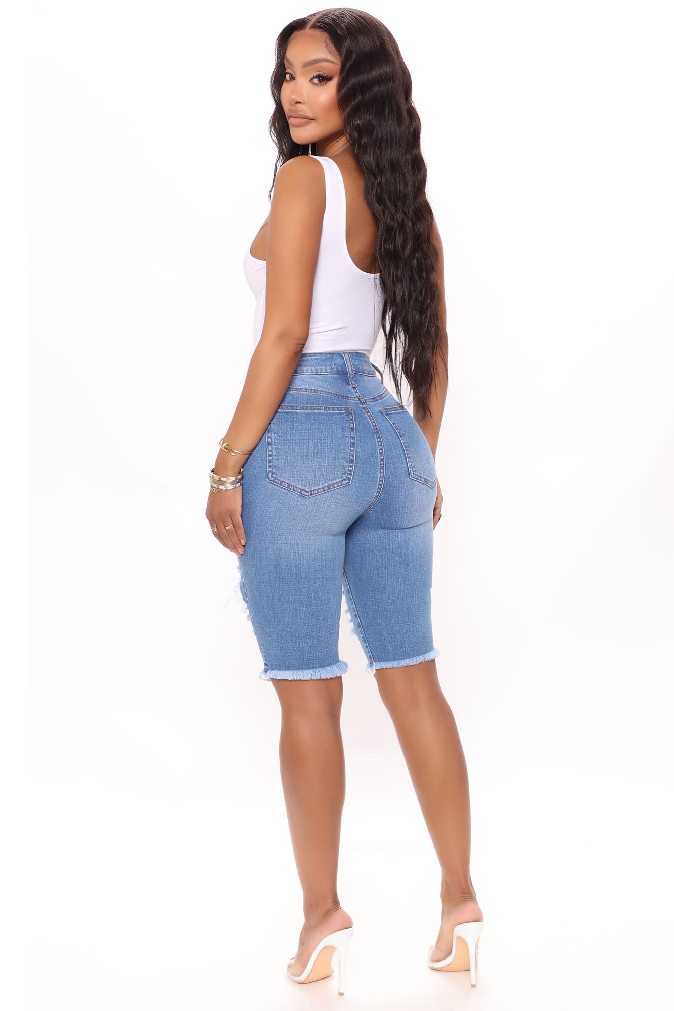 Made Ya Look Denim Bermuda Shorts - Light Blue Wash Ins Street