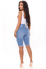 Made Ya Look Denim Bermuda Shorts - Light Blue Wash Ins Street