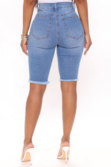 Made Ya Look Denim Bermuda Shorts - Light Blue Wash Ins Street