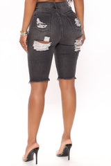 Turn Around Ripped Bermuda Shorts - Grey Ins Street