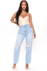 So Into You High Rise Mom Jeans - Light Blue Wash Ins Street