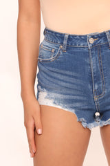 Truth Or Dare Denim Shorts - Medium Blue Wash Ins Street