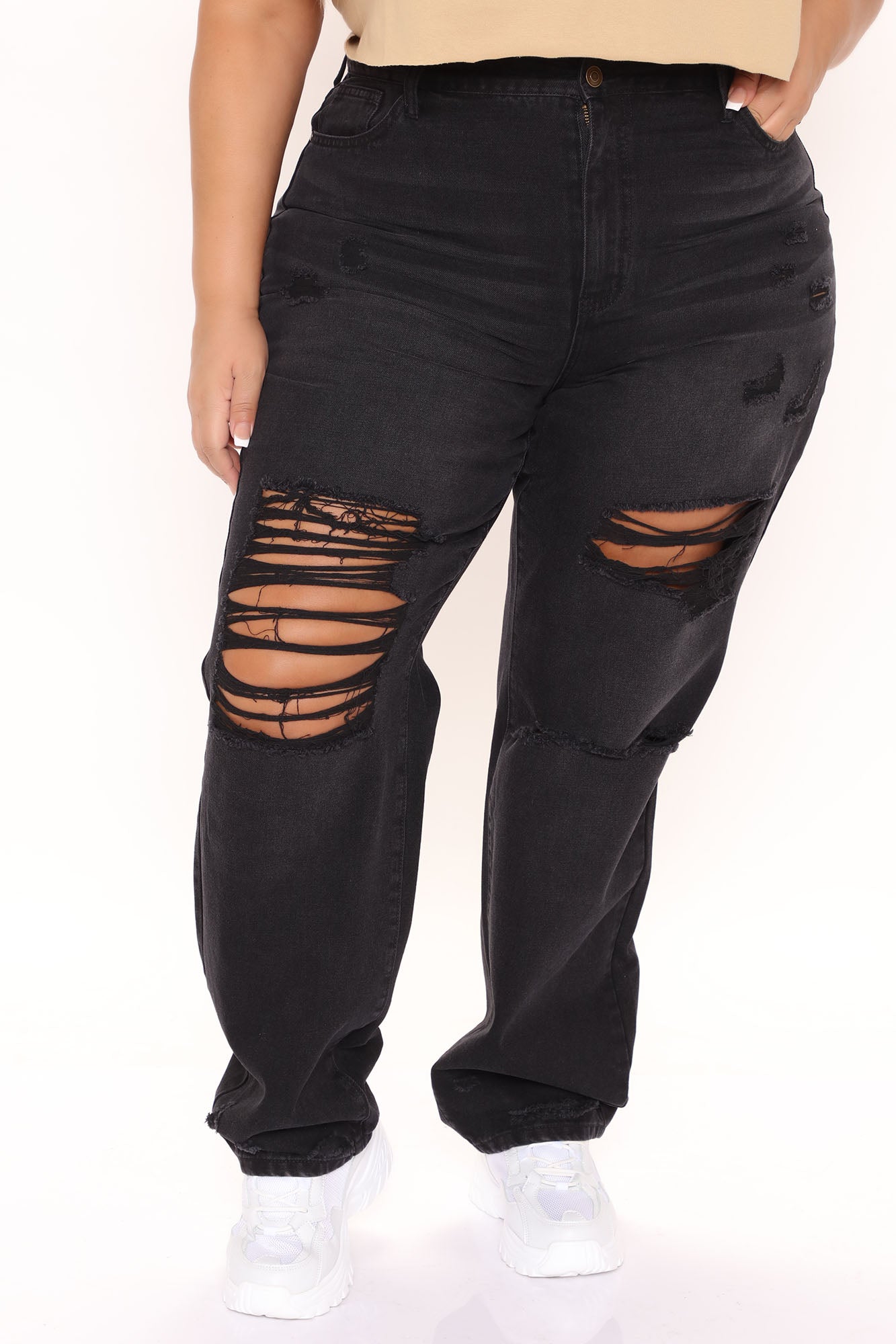 Everywhere You Go Ripped Mom Jeans - Black – InsStreet