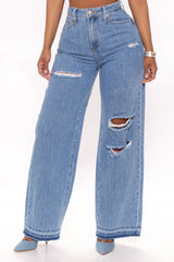 Sinner In Secret Wide Leg Jeans - Medium Wash Ins Street