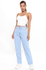 Follow Your Heart Non Stretch Mom Jeans - Light Blue Wash Ins Street