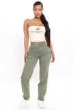 Symbol Of Victory Ripped Mom Jeans - Olive Ins Street