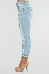 Jeans Muggin Distressed Boyfriend Jeans - Light Blue Wash Ins Street