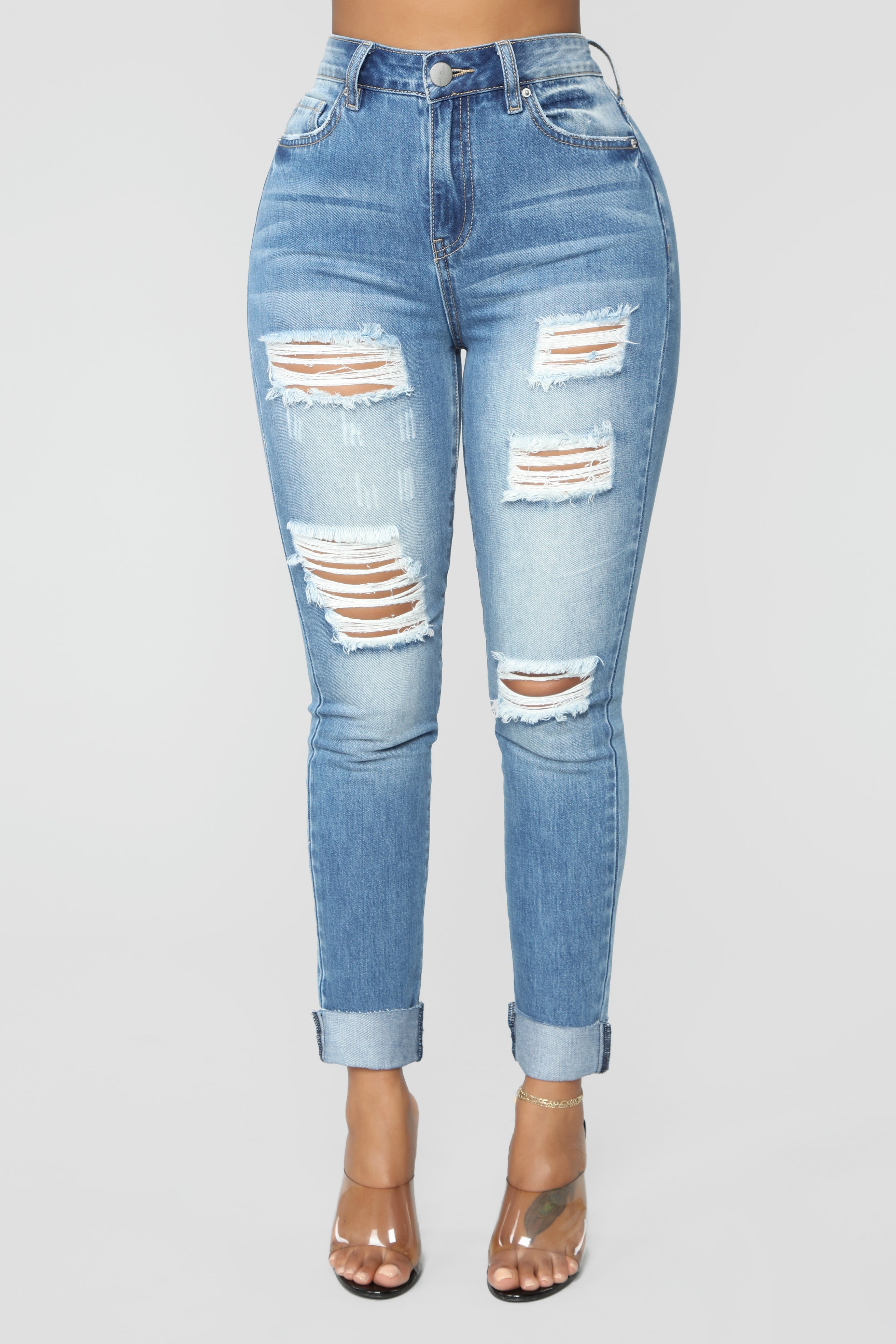 Living The Dream Ankle Jeans - Medium Blue Wash Ins Street