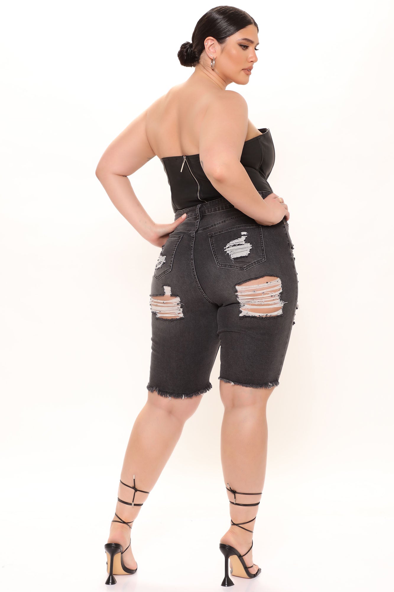 Turn Around Ripped Bermuda Shorts - Grey Ins Street