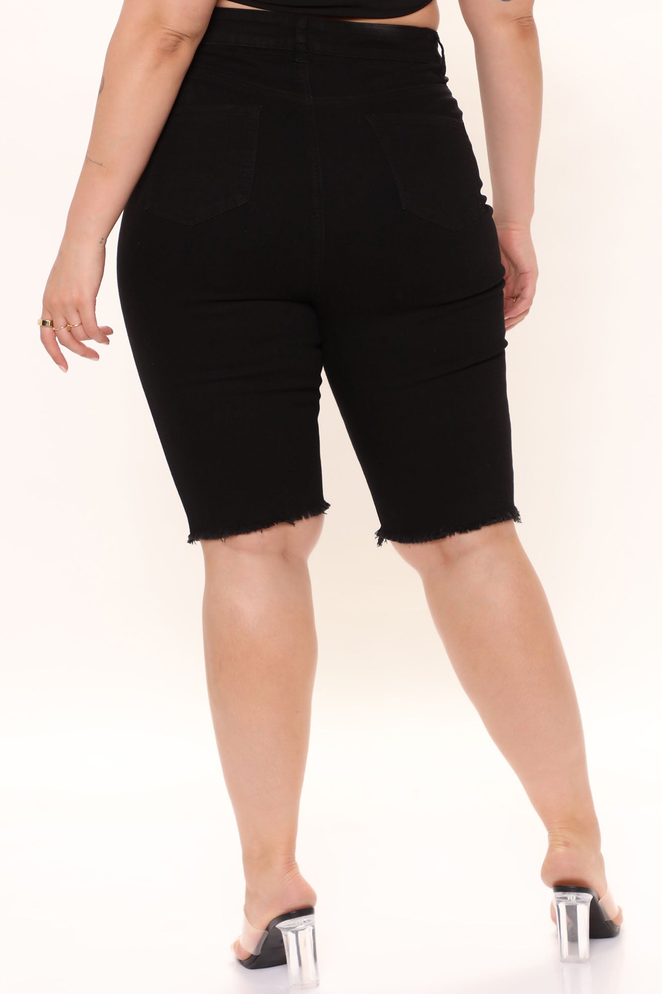 See Me Now Distressed Bermuda Shorts - Black Ins Street