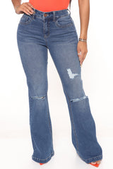 Ripped Booty Lifter Flare Jeans - Dark Wash Ins Street