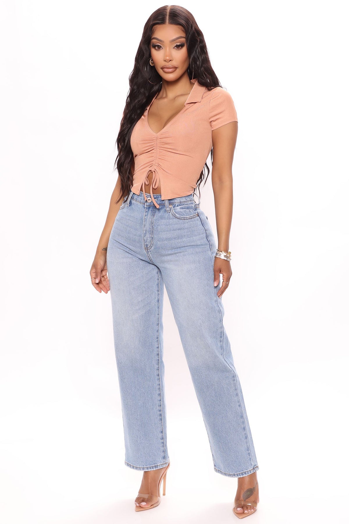 Classic High Waist Loose Jeans - Light Blue Wash Ins Street