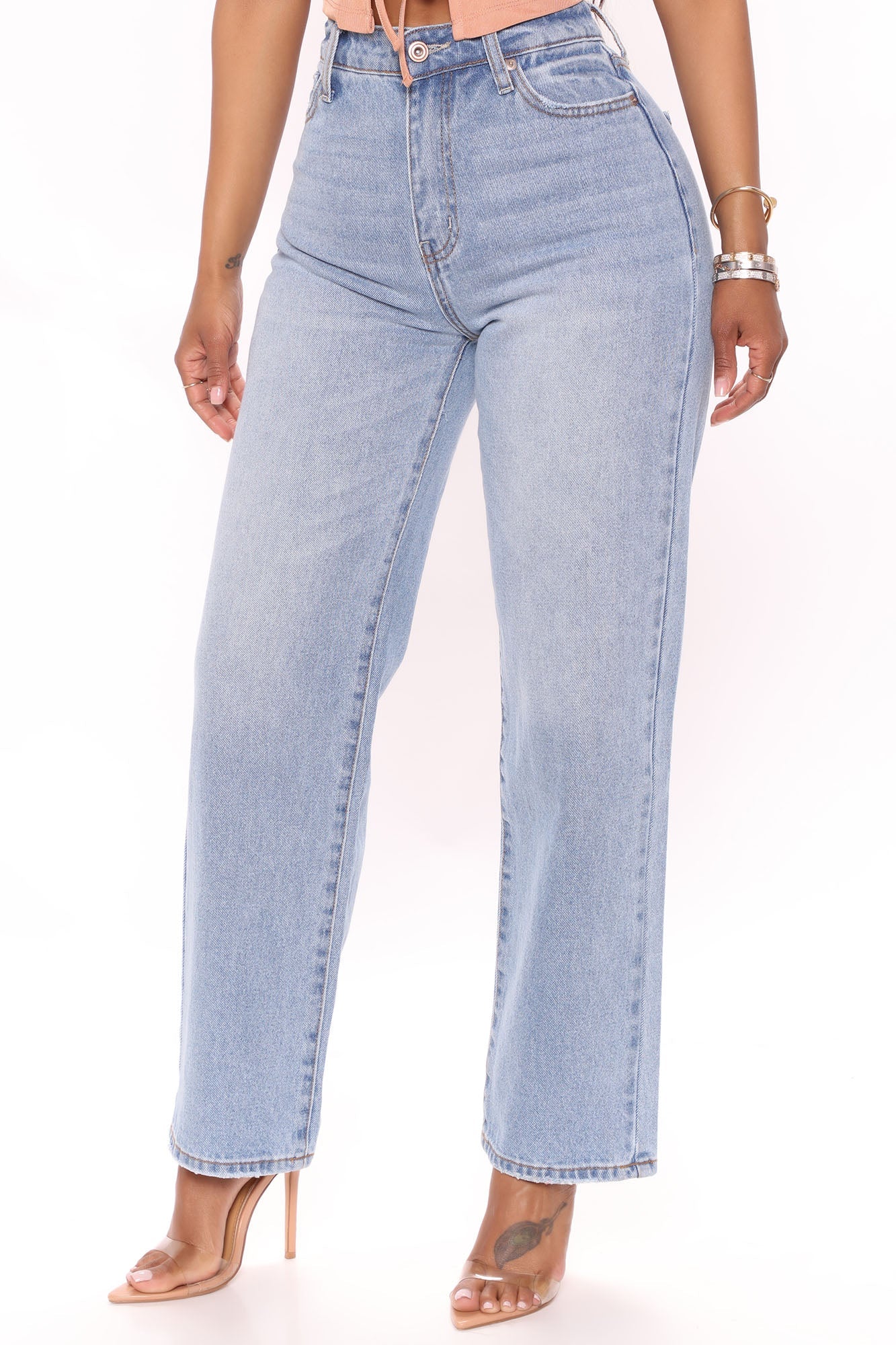 Classic High Waist Loose Jeans - Light Blue Wash Ins Street