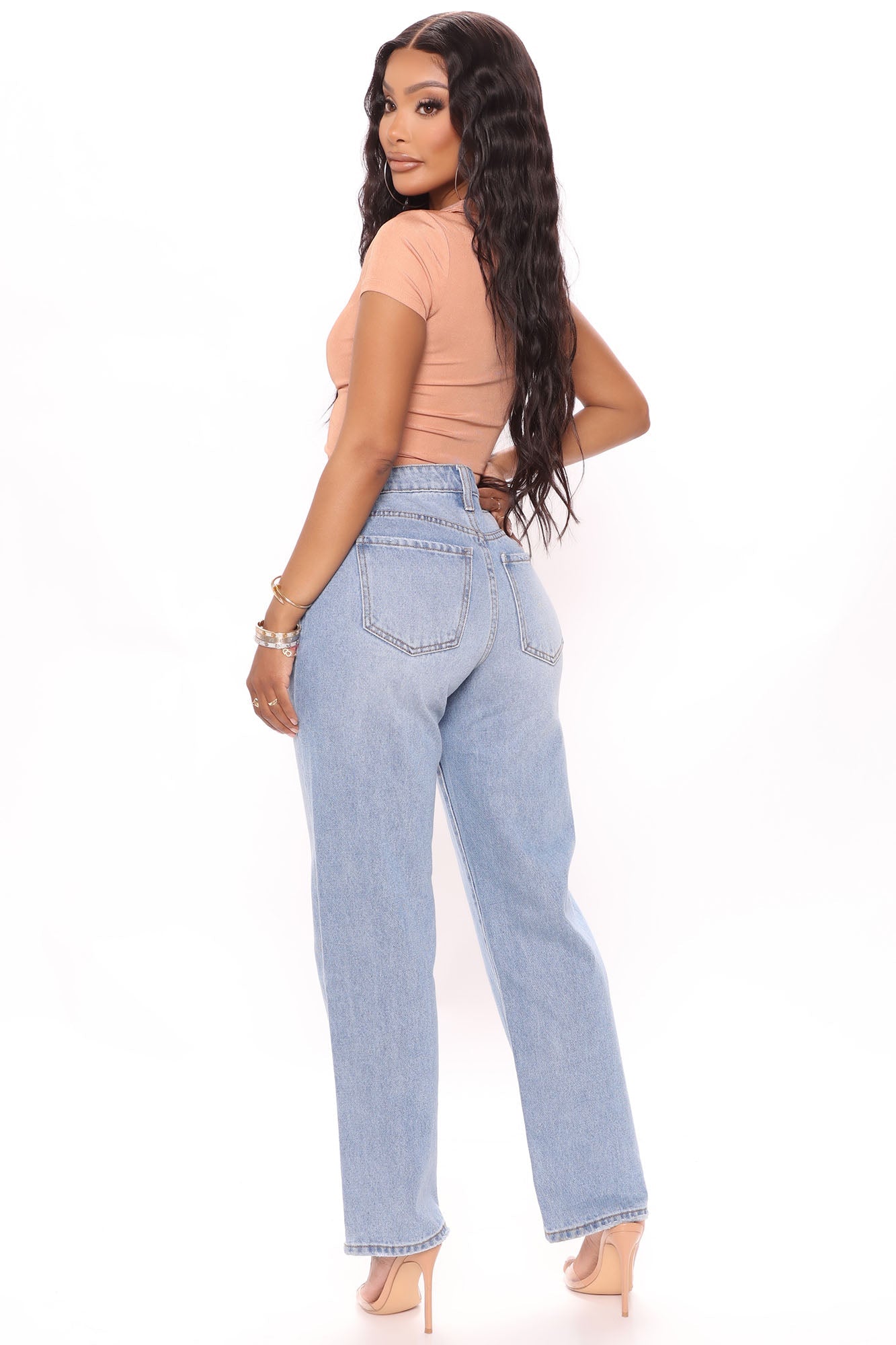 Classic High Waist Loose Jeans - Light Blue Wash Ins Street