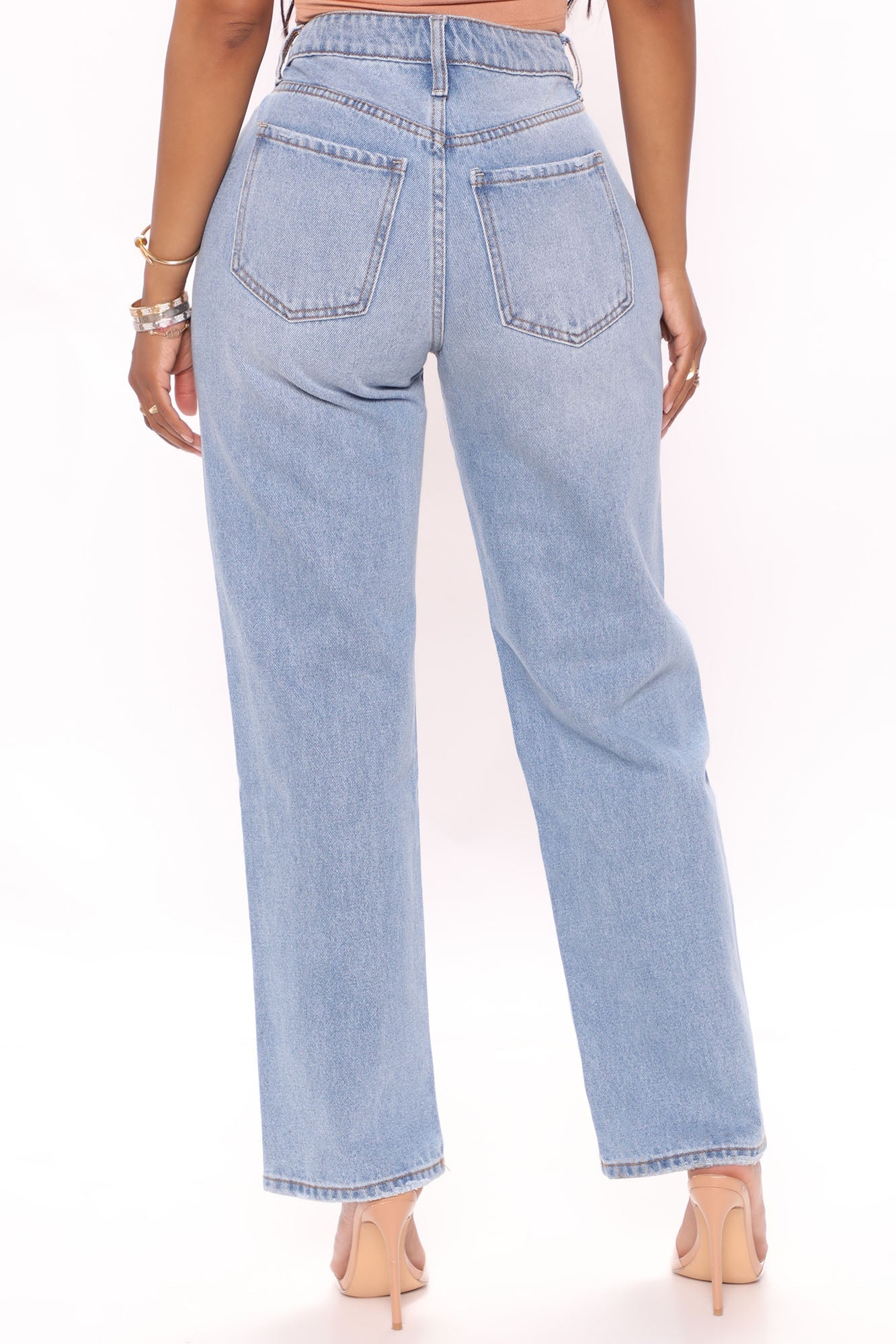 Classic High Waist Loose Jeans - Light Blue Wash Ins Street