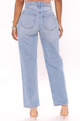 Classic High Waist Loose Jeans - Light Blue Wash Ins Street