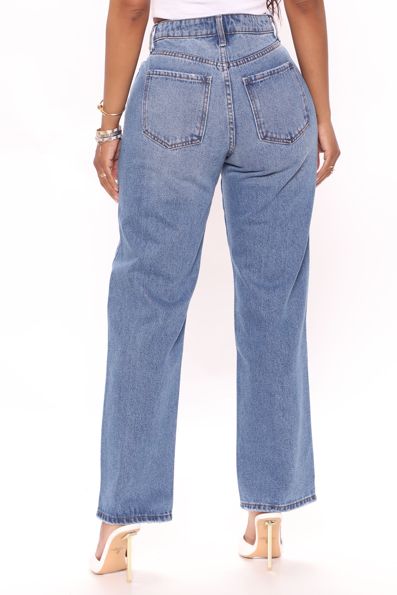 Classic High Waist Loose Jeans - Medium Blue Wash Ins Street