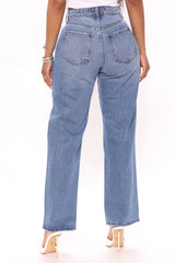 Classic High Waist Loose Jeans - Medium Blue Wash Ins Street