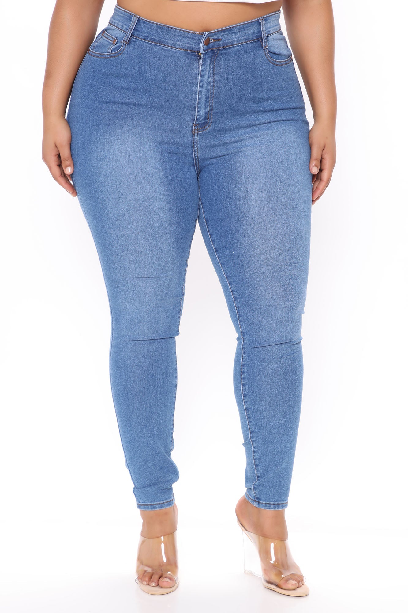 Marilyn High Waisted Skinny Jeans - Medium Blue Wash Ins Street