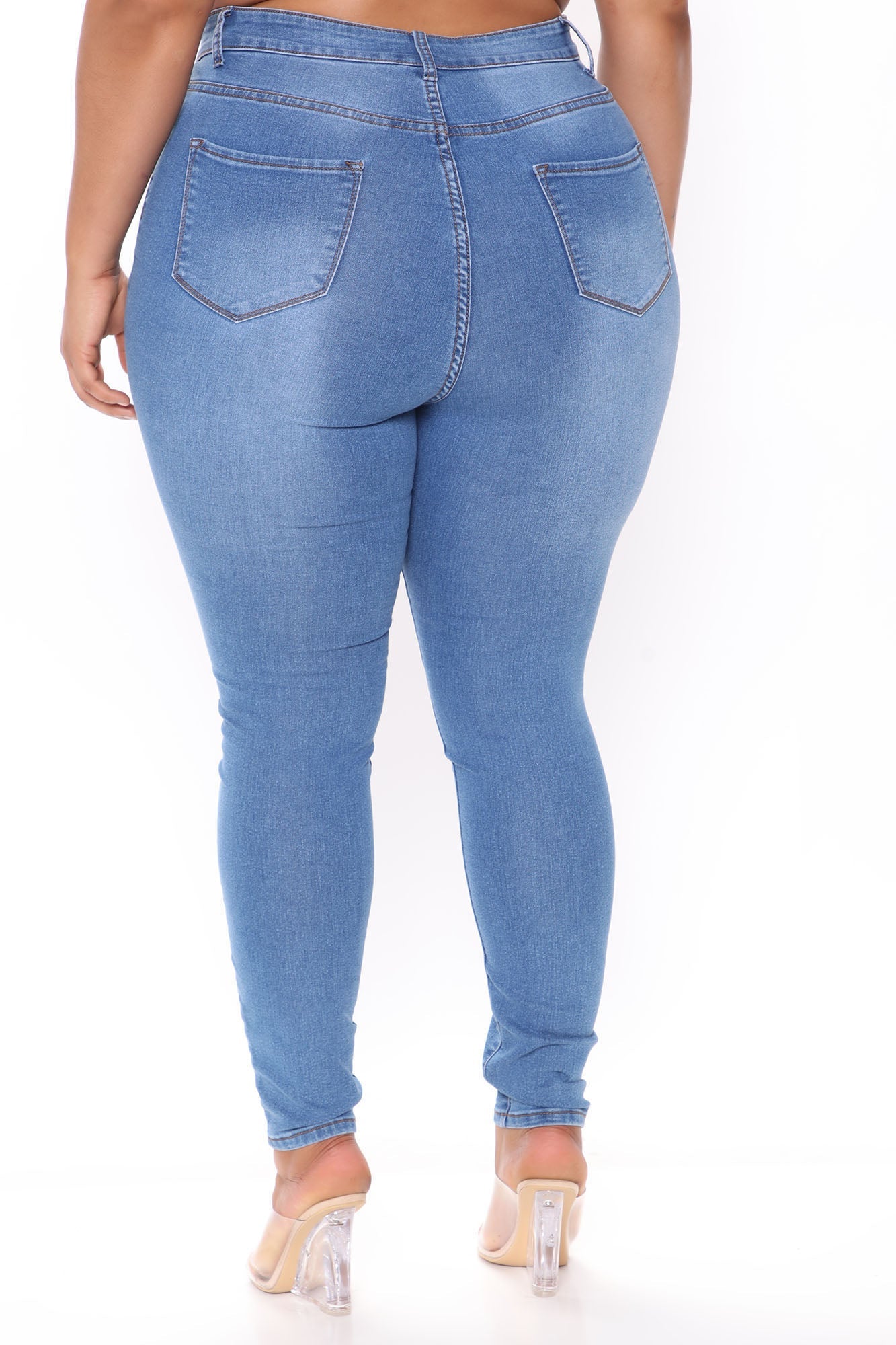 Marilyn High Waisted Skinny Jeans - Medium Blue Wash Ins Street