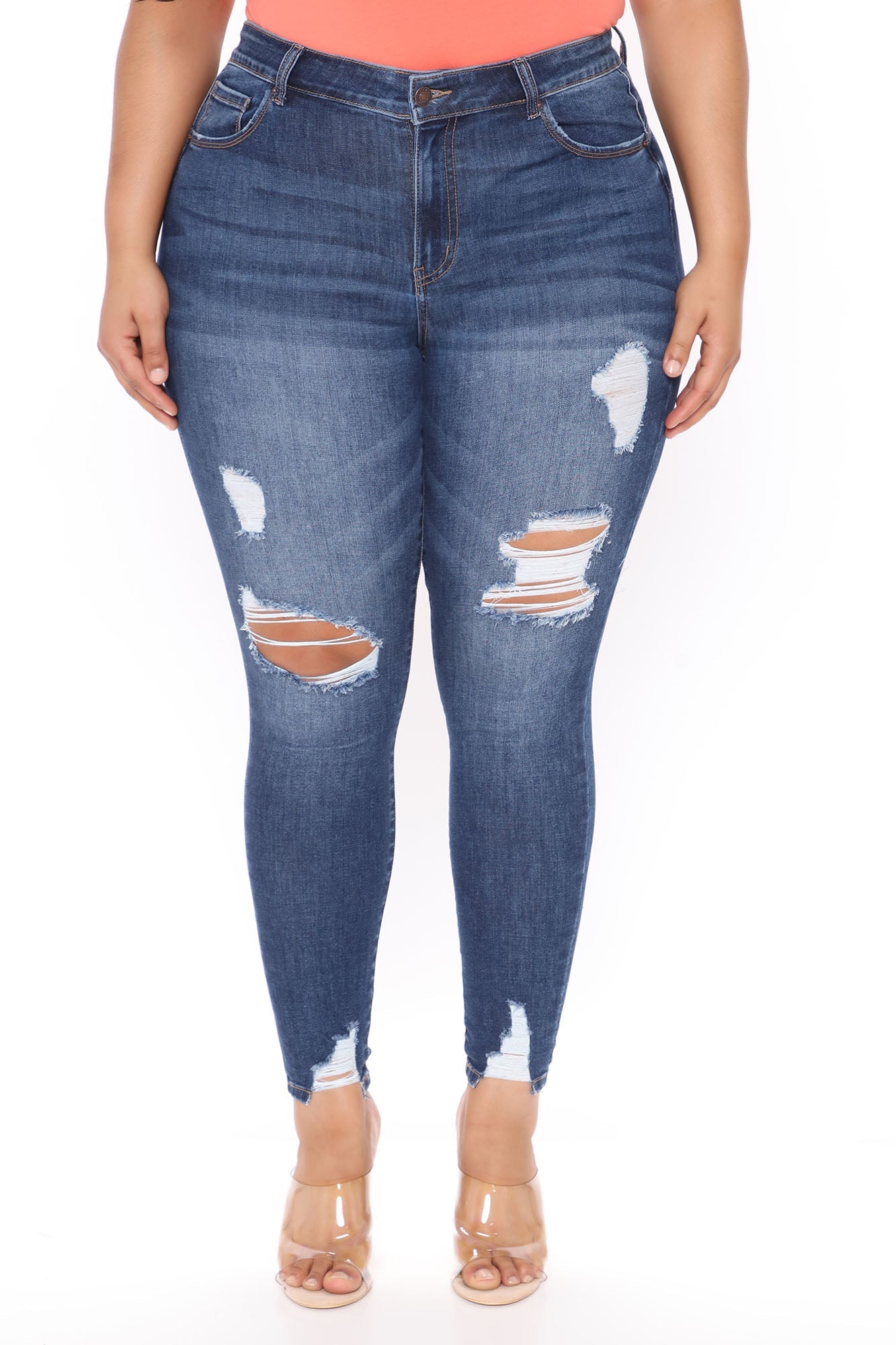 Kirsten Ripped Booty Lifting Skinny Jeans - Dark Wash Ins Street