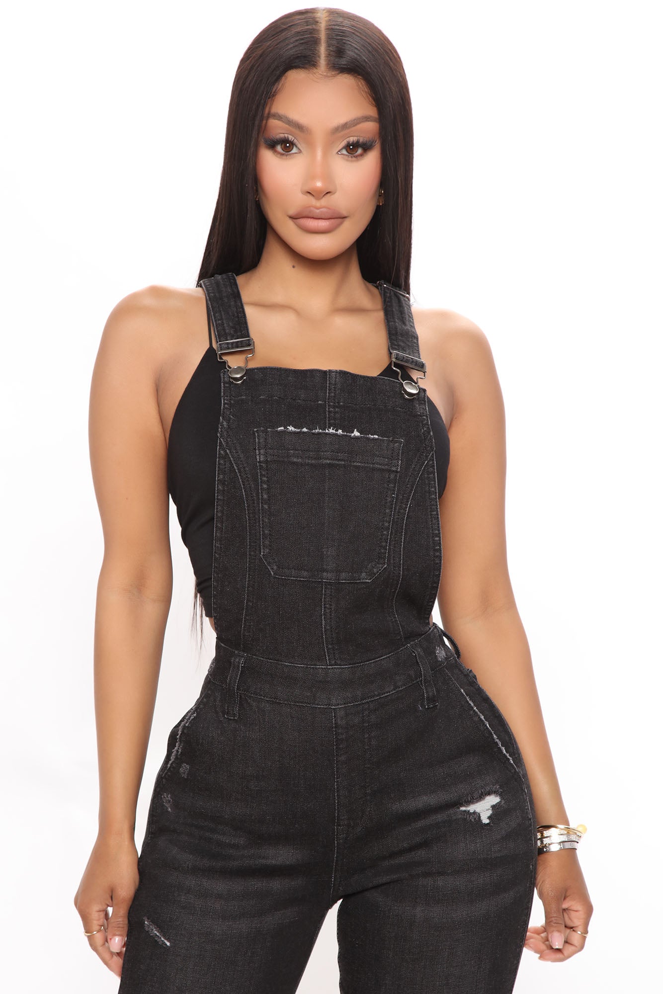 Call It A Day Stretch Overalls - Black Ins Street