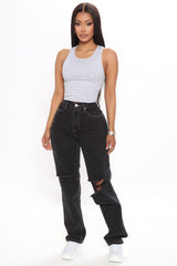 Leave It To Me Straight Leg Jeans - Black Ins Street
