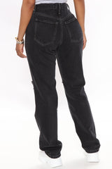 Leave It To Me Straight Leg Jeans - Black Ins Street