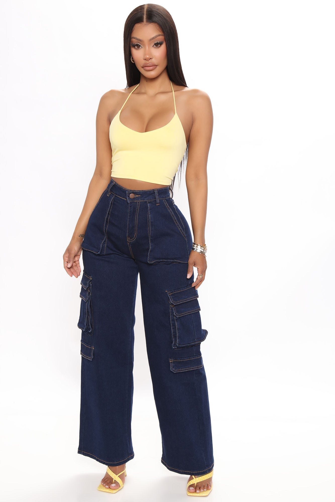 Sitting Pretty Cargo Jeans - Dark Denim Ins Street