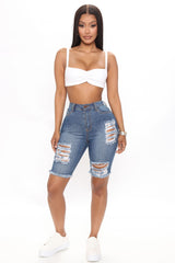 All Day Long Bermuda Shorts - Medium Blue Wash Ins Street