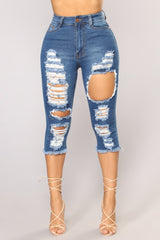 Olivia Distressed Bermuda Shorts - Medium Wash Ins Street