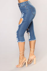 Olivia Distressed Bermuda Shorts - Medium Wash Ins Street