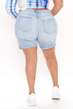 Kalyn Mid Rise Comfort Stretch Bermuda Shorts - Light Blue Wash Ins Street