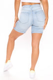 Kalyn Mid Rise Comfort Stretch Bermuda Shorts - Light Blue Wash Ins Street