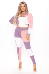 Stuck In A Dream Patchwork Skinny Jeans - Purple/combo Ins Street