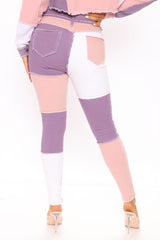 Stuck In A Dream Patchwork Skinny Jeans - Purple/combo Ins Street